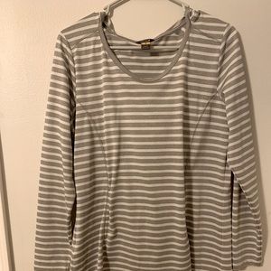 Eddie Bauer Women’s Long Sleeve Gray Stripe Shirt